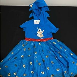 Vibrant Blue Sonic Kids Costume with Red Accents